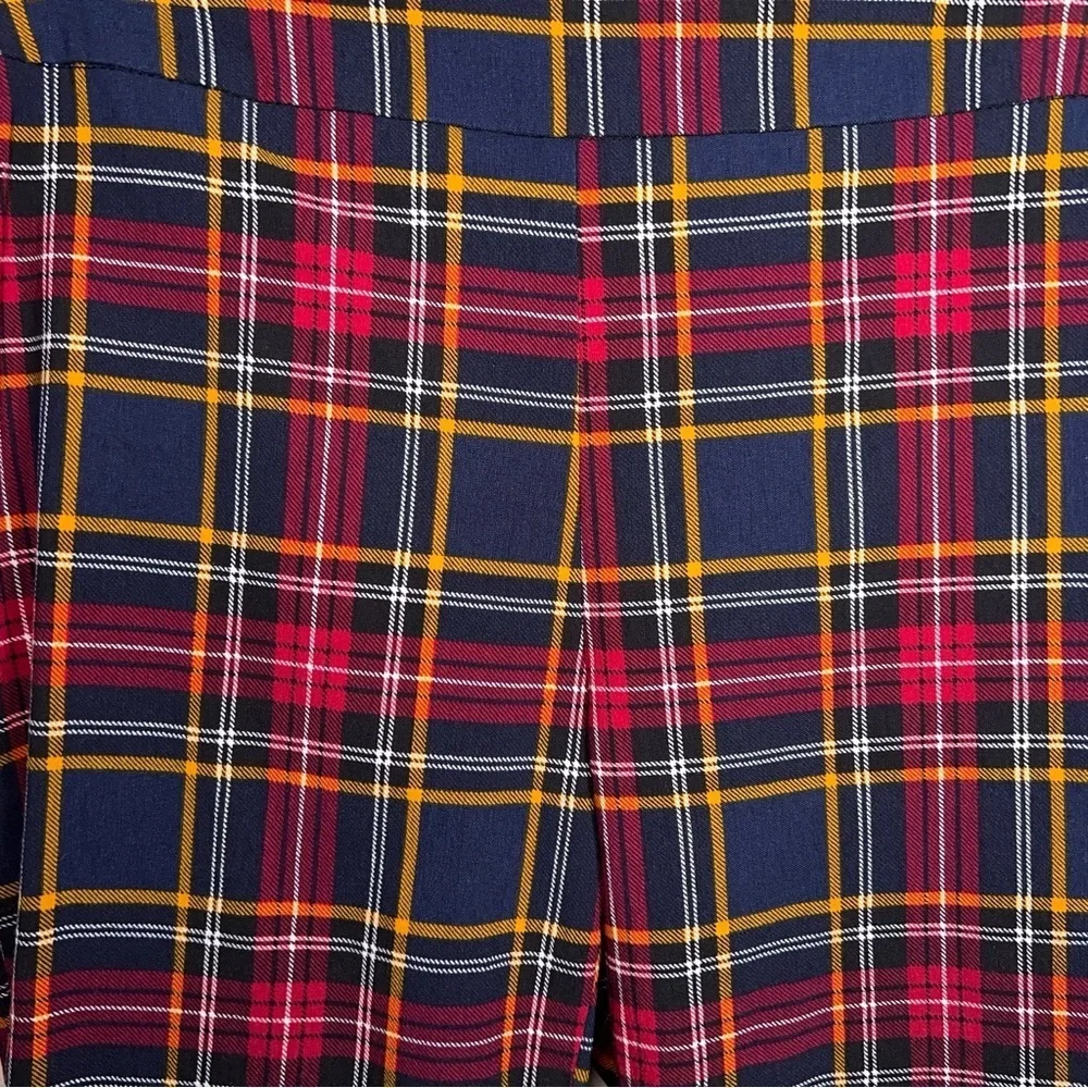 Size 6 Plaid Pants Stretch Time And Tru Red Blue Gold Ankle Preppy Academia